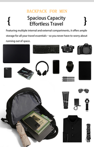 <span class=keywords><strong>Mochila</strong></span> para Portátil de Lona Impermeable de 17 Pulgadas con Diseño de Letras y Puerto USB, Antirrobo, a Precio Económico - Product Image 4