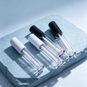 Tube vide de 8 ml pour brillant à lèvres, en plastique transparent avec capuchon noir/blanc, pour huile à lèvres, rouge à lèvres liquide, emballage cosmétique, vente en gros - Product Image 2