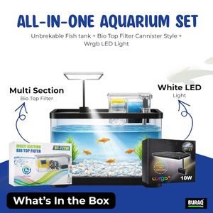 Aquarium tout-en-un N6-NEO LIGHT avec filtre supérieur et éclairage LED WRGB, aquarium de bureau en verre ultra-clair pour la maison - Product Image 2