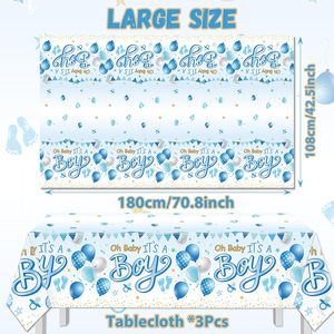 <span class=keywords><strong>Azul</strong></span> bebé niño ducha decoraciones plástico a prueba de aceite impermeable desechable cuadrado personalizable moderno <span class=keywords><strong>mantel</strong></span> - Product Image 6
