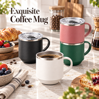 Mug isotherme portable en acier inoxydable à double paroi de 12 oz avec couvercle et poignée, personnalisable avec logo, pour café chaud et froid, idéal pour les voyages