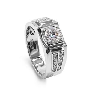 Gra passar diamante prata teste de joias, <span class=keywords><strong>1</strong></span> <span class=keywords><strong>carat</strong></span> branco vvs moissanite anel 925 prata esterlina masculino anel - Product Image 1