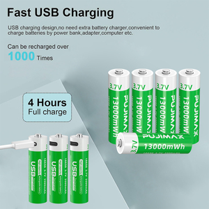Fujimax kemasan baterai 18650 performa tinggi 2 buah USB-C 3.7v baterai silinder pengisi daya Lithium-Ion 18650 isi ulang - Product Image 3