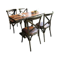 Ensemble table et chaises industrielles en métal antique avec structure KD pour café, restaurant, hôtel, salon, appartement et service de restauration rapide