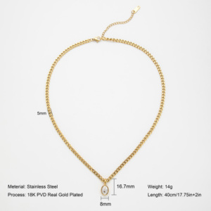 YF3635 Collar de Cadena Cubana con Colgante de Estrella de Acero Inoxidable Chapado en Oro de 18k, Resistente al Agua y al Deslustre, con Zirconia 5A, Estilo Vintage - Product Image 2
