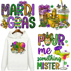 Hoge Kwaliteit Dtf Warmte Overdracht Patches Voor T-Shirts Kleding Mardi Gras Wasbare Dtf Warmte Overdracht Sticker Kleding Voor Carnaval