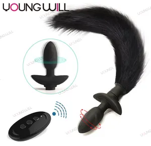 Vibratore anale con coda di volpe Dildo Plug anale telecomando dilatatore ano per le donne accessori Cosplay per adulti plug anale coda