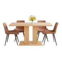 Ensemble esthétique de 5 tables rectangulaires en MDF avec chaises en similicuir pour la cuisine et la salle à manger.