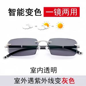 2025 Logotipo personalizado Rimless Presbiopia Óculos Anti Luz Azul Diamante Corte Fotocromático Quadrado Clear Lens Óculos De Leitura - Product Image 4