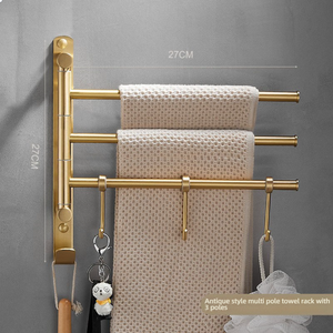 Barra Doble para Toallas <span class=keywords><strong>de</strong></span> Latón Antiguo, Soporte para Toallas <span class=keywords><strong>de</strong></span> Baño, Estante <span class=keywords><strong>de</strong></span> Almacenamiento para Cocina, 62 cm - Product Image 1