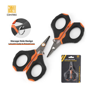 不锈钢镀金钝头钓鱼线剪刀 TPR 手柄耐用海洋沙滩钓鱼快速工具 - Product Image 1