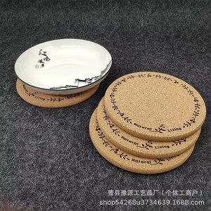 Natural Living Cork Coasters Round 5 Pack Heat Resistant Tableware <b>Protector</b> - Product Image 4