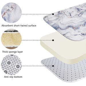 Tenda <span class=keywords><strong>da</strong></span> Doccia Blu Effetto Batik Impermeabile e Antimuffa con Ganci e Set Tappetino Antiscivolo per Casa - Product Image 3