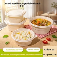 Boîte à lunch biodégradable jetable, moderne et minimaliste, en amidon de maïs, écologique, récipient à emporter, anti-fuite, de qualité alimentaire