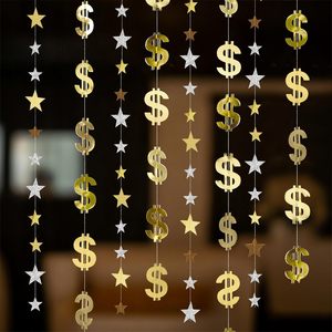 Decorazioni per Feste a Tema Dollaro, Ghirlanda <span class=keywords><strong>di</strong></span> Banconote, Striscione con Simbolo $ per Compleanni, Pensionamento, Ufficio, Festa a Tema Vegas - Product Image 1