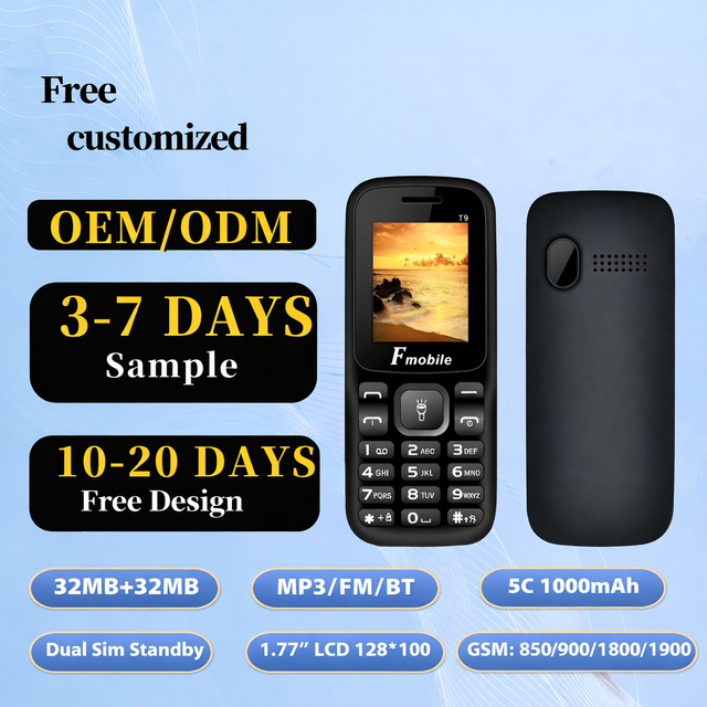 F Mobile T9 Bar Feature Phone-1.77" Inch Design Dual SIM English/French Languages OEM/ODM Keypad Button Phone B2B Wholesale