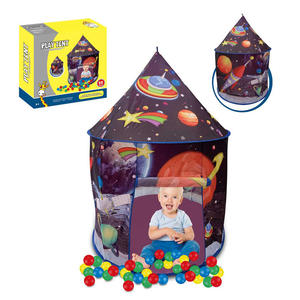 Tente Château pour Enfants avec 50 Balles Océaniques, Pliable et Portable, Aire de Jeu Intérieure/Extérieure, Motif Dinosaure et Espace, Cadeau d'Anniversaire - Product Image 2