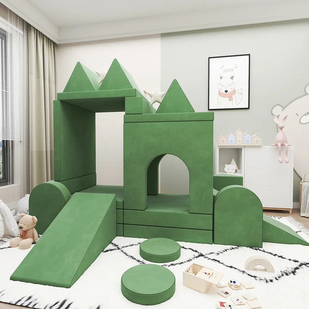 Juego de interior Combinación gratuita 14PCS Espuma modular Niños pequeños creativos Niños jugando Sofá de piso Sofá acogedor