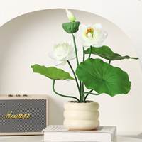 Fleur de lotus artificielle en PVC, plante en pot, arrangement décoratif hydroponique de fausse verdure pour hall d'hôtel et décoration intérieure