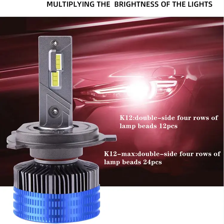 Fábrica 2 uds Super brillante al por mayor K12 LED faro 180W 32000LM coche cabeza lámpara H7 H11 LED faro bombilla H4