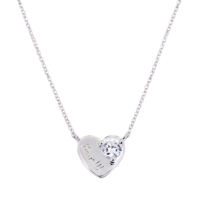 Kalung Hati Perak Sterling S925 untuk Wanita Perhiasan Mewah Liontin CZ Terukir N00017