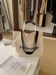 Eco-friendly <b>Canvas</b> Tote <b>Bag</b> with Letter Print <b>Large</b> Capacity Reusable Shoulder Shopping <b>Bag</b> for Women - Product Image 3