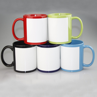 Tasses en céramique blanches enduites de 11 oz, personnalisables avec impression de logo par sublimation couleur, vierges pour transfert thermique DIY, diverses couleurs