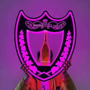 फैक्टरी OEM गुलाबी एलईडी बोतल प्रेजेंटर कैरियर ग्लोरिफायर डिस्प्ले नाइट क्लब लाउंज के लिए वीआईपी एलईडी शैम्पेन धारक रैक