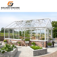 Sala de vidrio de medio ladrillo GS con ventilación integrada para comodidad de jardín y patio