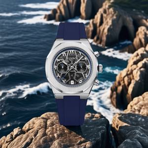 Reloj Deportivo de Cuarzo 2025, Cronógrafo de Acero Inoxidable para Hombre, con Logotipo Personalizado, Esfera Esqueleto con Números Árabes, Correa de Goma, Resistente al Agua - Product Image 1