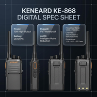 KENEARD KE868 Talkie-walkie analogique haute puissance 10W, étanche IP67, UHF 400-470MHz, appairage de fréquence à une touche pour la construction