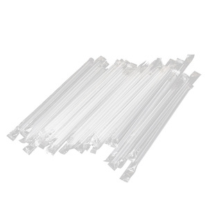 <b>Disposable</b> <b>Straws</b> Transparent Single Use PP Material Film Wrapped For Cold Drinks And Babies Party Occasion - Product Image 1