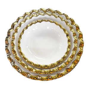 Ensemble d'assiettes et de bols en porcelaine <span class=keywords><strong>chic</strong></span> et moderne à bord doré Approvisionnement d'usine sûr pour la maison Hôtel Ensemble de vaisselle élégant en gros - Product Image 2