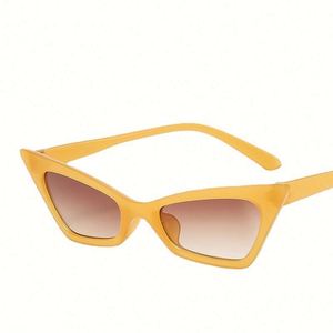 Lunettes de soleil pour femmes tendance rétro jaune vert 2022, lunettes de soleil de couleur bonbon, petite monture, œil de chat, pour femme - Product Image 6