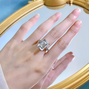 Bague en argent 925 avec zircon vert taille émeraude, style américain vintage, bijoux de <span class=keywords><strong>cocktail</strong></span> - Product Image 6