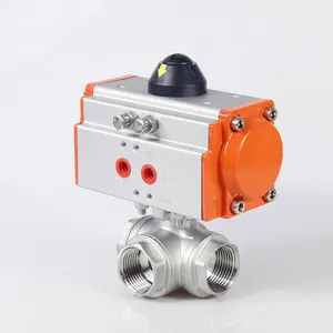 304 316 Stainless Steel Pneumatic Control Ball Valve 3-Way Valve