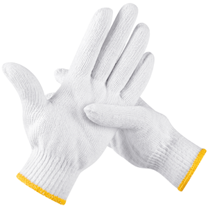Gants de travail antidérapants en coton tricoté blanc blanchi TopWin, très demandés - Product Image 1