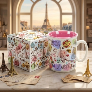 Taza de <span class=keywords><strong>Café</strong></span> de Cerámica con Diseño de la Torre <span class=keywords><strong>Eiffel</strong></span> de París, Francia, Recuerdo Turístico de la Ciudad, Taza de Porcelana con Caja de Color, OEM, ODM, Personalizable - Product Image 1