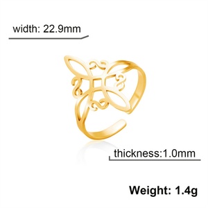 Anillos Personalizados de Fábrica, Anillo Ajustable de Acero Inoxidable Chapado en Oro, Joyería de Moda, Anillos de Regalo para Mujer - Product Image 5
