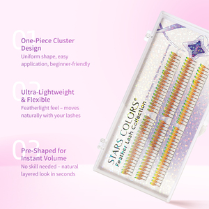STARSCOLORS Extensions de cils brillantes en paillettes, style manga, holographiques, faux cils, anime, cils colorés pour Noël - Product Image 3