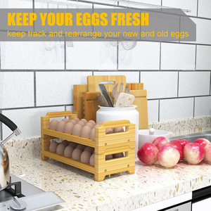 Organizador de Huevos de Bambú de 3 Niveles Apilable para Refrigerador, Conservación de Frescura, Porta Huevos de Cocina - Product Image 3