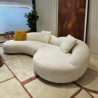 Evergo Samt-Sofagarnitur, Italienisches Mond-Luxus Modulares Gebogenes Ecksofa für Wohnzimmer, Übergroßes Waschbares Stoffsofa
