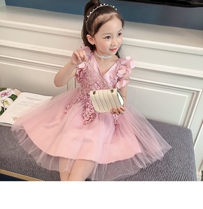 Boutique en ligne de robes en coton pour enfants, robes de princesse longues avec applications florales, fournisseur chinois - Product Image 4