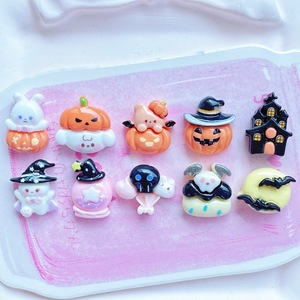 Mini-breloques plates en résine pour coques de téléphone, thème Citrouille d'Halloween, avec fantômes, accessoires DIY faits main, pour le marché transfrontalier - Product Image 5