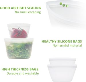 Minimalist Kitchen Storage Organizer Ziplock Keeping Flesh Reusable Silicone Food Storage <b>Bags</b> Stand up - Product Image 2