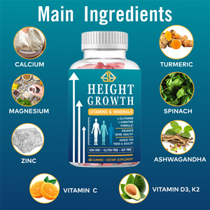 Suplemento de Vitaminas, Minerales y Aminoácidos a Base de Extractos Herbales OEM para Mejorar la Densidad Ósea, Crecimiento en Altura y Nutrición para Adolescentes, 60 Gomitas - Product Image 3