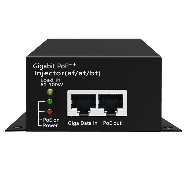 Factory OEM IEEE Standard Gigabit PoE Injector with QoS and VLAN Support DC 48V 90W for Wireless Security Systems