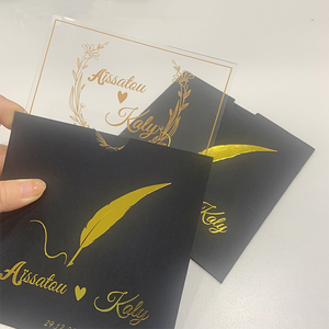 Invitations de luxe en acrylique brillant de taille personnalisée, <span class=keywords><strong>carte</strong></span> <span class=keywords><strong>d</strong></span>'<span class=keywords><strong>invitation</strong></span> de mariage avec enveloppe noire - Product Image 4