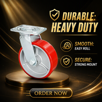 Roue pivotante robuste en PU avec frein latéral double pour chariot à main