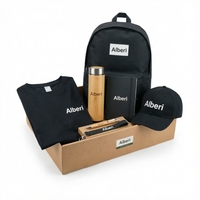 Kit de bienvenue pour employés avec logo personnalisé, comprenant un sac à dos pour ordinateur portable, un carnet et une bouteille d'eau isotherme, boîte de cadeaux promotionnels pour entreprise
